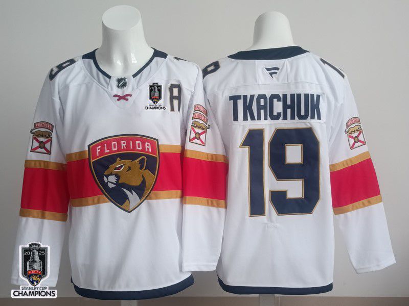Men 2025 Florida Panthers #19 Tkachuk White Fanatics Home Premium NHL Jersey style 2